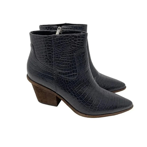 Kaanas Amarone Black Leather Pointed Toe Ankle Boots Shoes - Picture 1 of 12